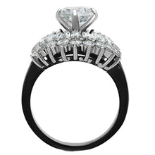 Load image into Gallery viewer, Womens Black Ring Anillo Para Mujer Stainless Steel Ring with AAA Grade CZ in Clear Verona - Jewelry Store by Erik Rayo
