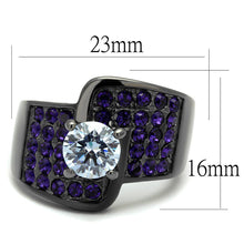 Load image into Gallery viewer, Womens Black Ring Anillo Para Mujer Stainless Steel Ring with AAA Grade CZ in Light Amethyst Giuliana - Jewelry Store by Erik Rayo
