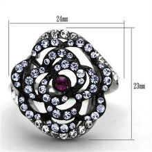 Load image into Gallery viewer, Womens Black Ring Anillo Para Mujer Stainless Steel Ring with Top Grade Crystal in Amethyst Desio - Jewelry Store by Erik Rayo
