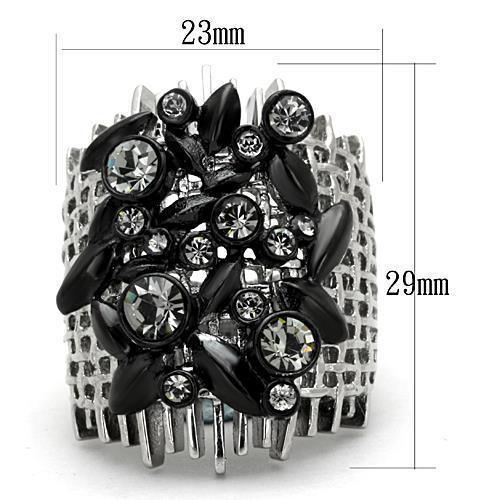 Black Rings for Women Anillo Para Mujer Stainless Steel Ring with Top Grade Crystal in Black Diamond Aosta - Jewelry Store by Erik Rayo