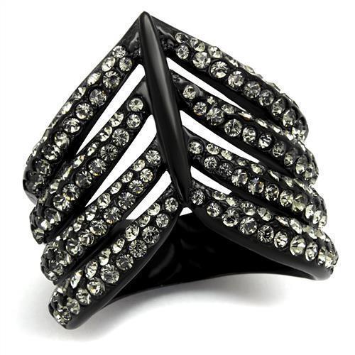 Black Rings for Women Anillo Para Mujer Stainless Steel Ring with Top Grade Crystal in Black Diamond Delilah - Jewelry Store by Erik Rayo