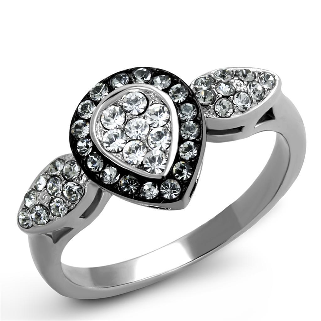 Womens Black Ring Anillo Para Mujer Stainless Steel Ring with Top Grade Crystal in Black Diamond Judith - Jewelry Store by Erik Rayo