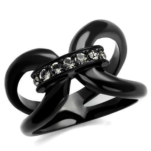 Womens Black Ring Anillo Para Mujer Stainless Steel Ring with Top Grade Crystal in Black Diamond Maria - Jewelry Store by Erik Rayo