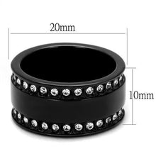 Load image into Gallery viewer, Womens Black Ring Anillo Para Mujer Stainless Steel Ring with Top Grade Crystal in Clear Angel - Jewelry Store by Erik Rayo
