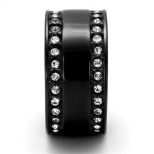 Load image into Gallery viewer, Womens Black Ring Anillo Para Mujer Stainless Steel Ring with Top Grade Crystal in Clear Angel - Jewelry Store by Erik Rayo
