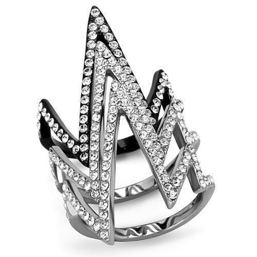 Black Rings for Women Anillo Para Mujer Stainless Steel Ring with Top Grade Crystal in Clear Bernadette - Jewelry Store by Erik Rayo