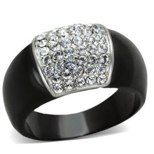 Load image into Gallery viewer, Womens Black Ring Anillo Para Mujer Stainless Steel Ring with Top Grade Crystal in Clear Grosseto - Jewelry Store by Erik Rayo

