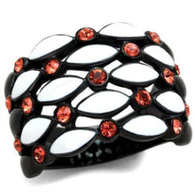 Load image into Gallery viewer, Womens Black Ring Anillo Para Mujer Stainless Steel Ring with Top Grade Crystal in Garnet Pescia - Jewelry Store by Erik Rayo
