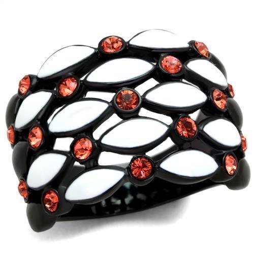 Womens Black Ring Anillo Para Mujer Stainless Steel Ring with Top Grade Crystal in Garnet Pescia - Jewelry Store by Erik Rayo