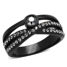 Load image into Gallery viewer, Womens Black Ring Anillo Para Mujer Stainless Steel Ring with Top Grade Crystal in Hematite Portogruaro - Jewelry Store by Erik Rayo
