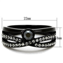 Load image into Gallery viewer, Womens Black Ring Anillo Para Mujer Stainless Steel Ring with Top Grade Crystal in Hematite Portogruaro - Jewelry Store by Erik Rayo
