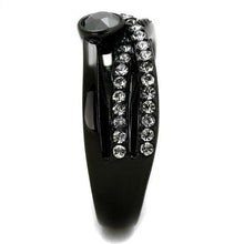 Load image into Gallery viewer, Womens Black Ring Anillo Para Mujer Stainless Steel Ring with Top Grade Crystal in Hematite Portogruaro - Jewelry Store by Erik Rayo
