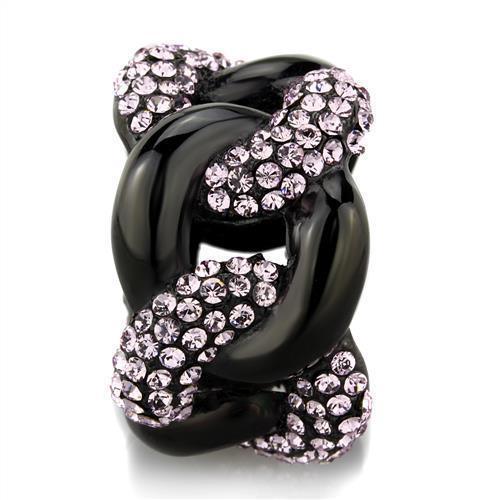 Black Rings for Women Anillo Para Mujer Stainless Steel Ring with Top Grade Crystal in Light Amethyst Volterra - Jewelry Store by Erik Rayo