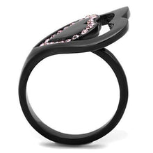 Load image into Gallery viewer, Womens Black Ring Anillo Para Mujer Stainless Steel Ring with Top Grade Crystal in Light Rose Citta - Jewelry Store by Erik Rayo
