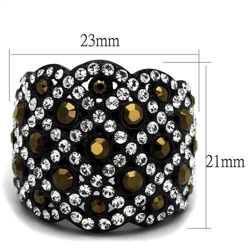 Black Rings for Women Anillo Para Mujer Stainless Steel Ring with Top Grade Crystal in Metallic Light Gold Avita - Jewelry Store by Erik Rayo