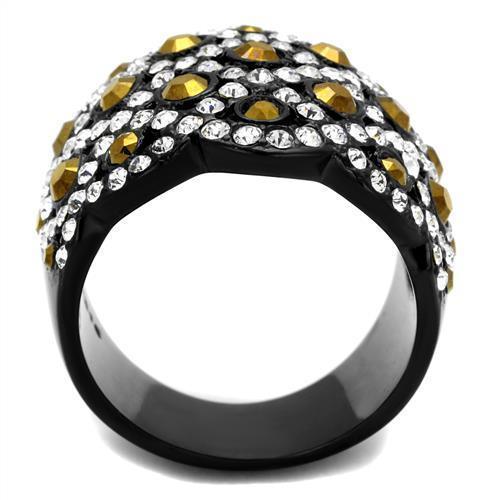 Black Rings for Women Anillo Para Mujer Stainless Steel Ring with Top Grade Crystal in Metallic Light Gold Avita - Jewelry Store by Erik Rayo