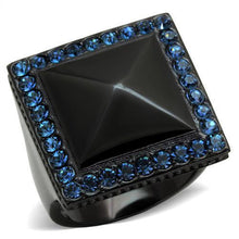 Load image into Gallery viewer, Womens Black Ring Anillo Para Mujer Stainless Steel Ring with Top Grade Crystal in Montana Florence - Jewelry Store by Erik Rayo
