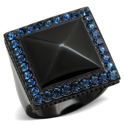 Womens Black Ring Anillo Para Mujer Stainless Steel Ring with Top Grade Crystal in Montana Florence - Jewelry Store by Erik Rayo
