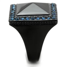 Load image into Gallery viewer, Womens Black Ring Anillo Para Mujer Stainless Steel Ring with Top Grade Crystal in Montana Florence - Jewelry Store by Erik Rayo
