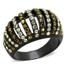 Load image into Gallery viewer, Womens Black Ring Anillo Para Mujer Stainless Steel Ring with Top Grade Crystal in Multi Color Arezzo - Jewelry Store by Erik Rayo
