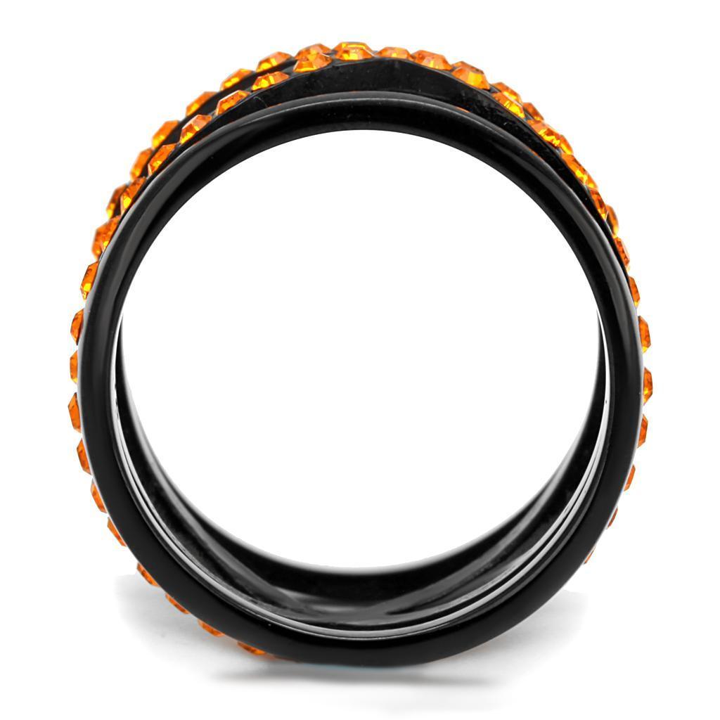 Black Rings for Women Anillo Para Mujer Stainless Steel Ring with Top Grade Crystal in Orange Hasina - Jewelry Store by Erik Rayo