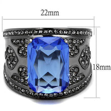 Load image into Gallery viewer, Womens Black Ring Anillo Para Mujer Stainless Steel Ring with Top Grade Crystal in Sapphire Amadi - Jewelry Store by Erik Rayo
