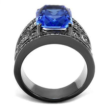 Load image into Gallery viewer, Womens Black Ring Anillo Para Mujer Stainless Steel Ring with Top Grade Crystal in Sapphire Amadi - Jewelry Store by Erik Rayo
