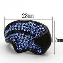 Load image into Gallery viewer, Womens Black Ring Anillo Para Mujer Stainless Steel Ring with Top Grade Crystal in Sapphire Rieti - Jewelry Store by Erik Rayo
