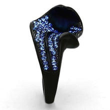 Load image into Gallery viewer, Womens Black Ring Anillo Para Mujer Stainless Steel Ring with Top Grade Crystal in Sapphire Rieti - Jewelry Store by Erik Rayo
