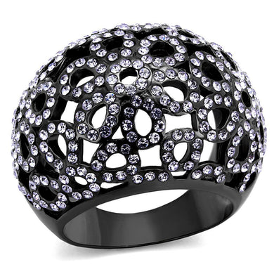 Womens Black Ring Anillo Para Mujer Stainless Steel Ring with Top Grade Crystal in Tanzanite Celine - Jewelry Store by Erik Rayo
