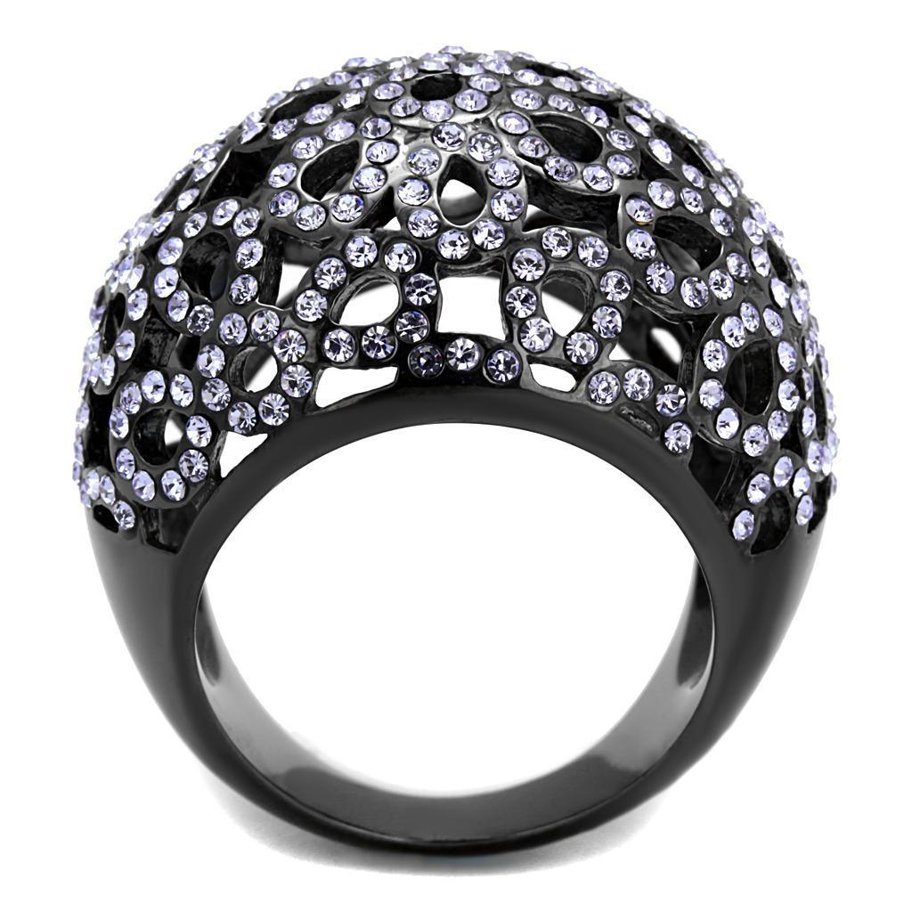 Black Rings for Women Anillo Para Mujer Stainless Steel Ring with Top Grade Crystal in Tanzanite Mary - Jewelry Store by Erik Rayo