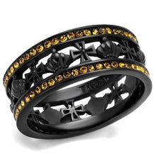 Load image into Gallery viewer, Womens Black Ring Anillo Para Mujer Stainless Steel Ring with Top Grade Crystal in Topaz Candance - Jewelry Store by Erik Rayo

