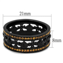 Load image into Gallery viewer, Womens Black Ring Anillo Para Mujer Stainless Steel Ring with Top Grade Crystal in Topaz Candance - Jewelry Store by Erik Rayo
