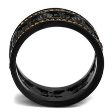 Load image into Gallery viewer, Womens Black Ring Anillo Para Mujer Stainless Steel Ring with Top Grade Crystal in Topaz Candance - Jewelry Store by Erik Rayo
