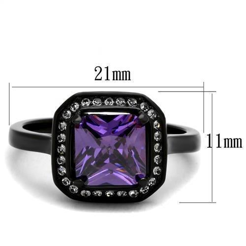 Womens Black Ring Anillo Para Mujer 316L Stainless Steel Ring with AAA Grade CZ in Amethyst Catina - Jewelry Store by Erik Rayo
