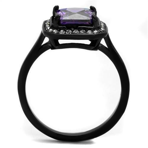 Womens Black Ring Anillo Para Mujer 316L Stainless Steel Ring with AAA Grade CZ in Amethyst Catina - Jewelry Store by Erik Rayo