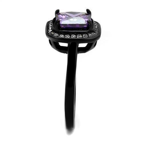 Womens Black Ring Anillo Para Mujer 316L Stainless Steel Ring with AAA Grade CZ in Amethyst Catina - Jewelry Store by Erik Rayo