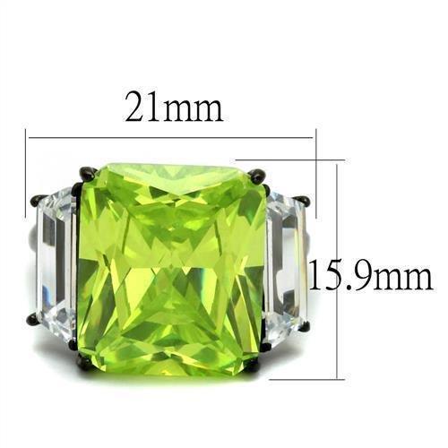 Womens Black Ring Anillo Para Mujer 316L Stainless Steel Ring with AAA Grade CZ in Light Green color Lucille - Jewelry Store by Erik Rayo