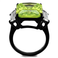 Load image into Gallery viewer, Womens Black Ring Anillo Para Mujer y Ninos Unisex Kids 316L Stainless Steel Ring with AAA Grade CZ in Apple Green color Lucille - Jewelry Store by Erik Rayo
