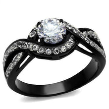 Load image into Gallery viewer, Womens Black Ring Anillo Para Mujer Unisex 316L Stainless Steel Ring with AAA Grade CZ in Clear Ariella - Jewelry Store by Erik Rayo
