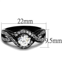 Load image into Gallery viewer, Womens Black Ring Anillo Para Mujer Unisex 316L Stainless Steel Ring with AAA Grade CZ in Clear Ariella - Jewelry Store by Erik Rayo
