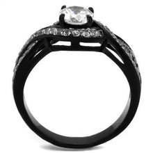 Load image into Gallery viewer, Womens Black Ring Anillo Para Mujer Unisex 316L Stainless Steel Ring with AAA Grade CZ in Clear Ariella - Jewelry Store by Erik Rayo
