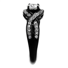 Load image into Gallery viewer, Womens Black Ring Anillo Para Mujer Unisex 316L Stainless Steel Ring with AAA Grade CZ in Clear Ariella - Jewelry Store by Erik Rayo
