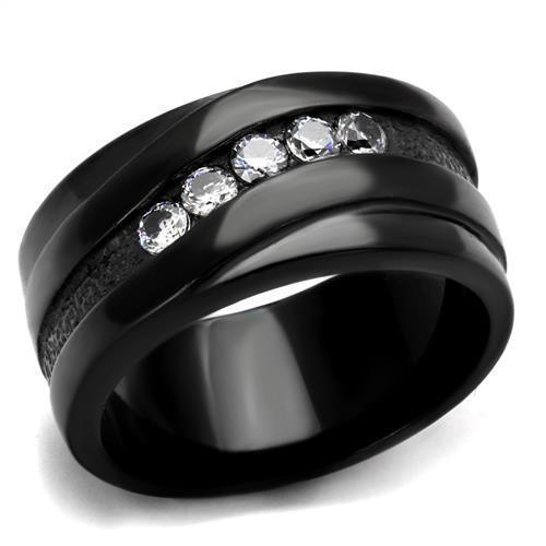 Womens Black Ring Anillo Para Mujer 316L Stainless Steel Ring with AAA Grade CZ in Clear Brigette - Jewelry Store by Erik Rayo