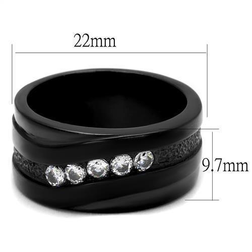 Womens Black Ring Anillo Para Mujer 316L Stainless Steel Ring with AAA Grade CZ in Clear Brigette - Jewelry Store by Erik Rayo