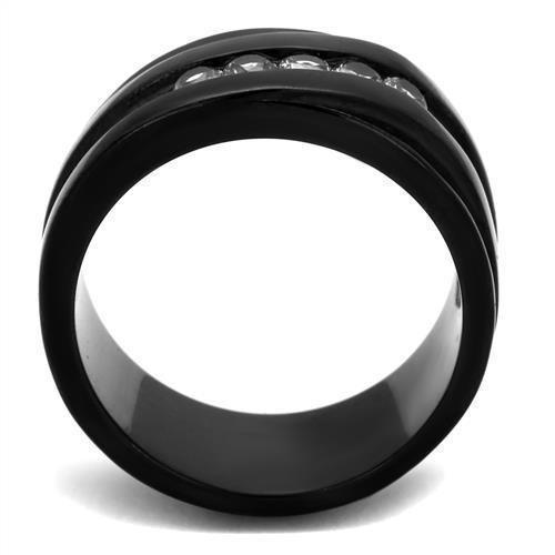 Womens Black Ring Anillo Para Mujer 316L Stainless Steel Ring with AAA Grade CZ in Clear Brigette - Jewelry Store by Erik Rayo