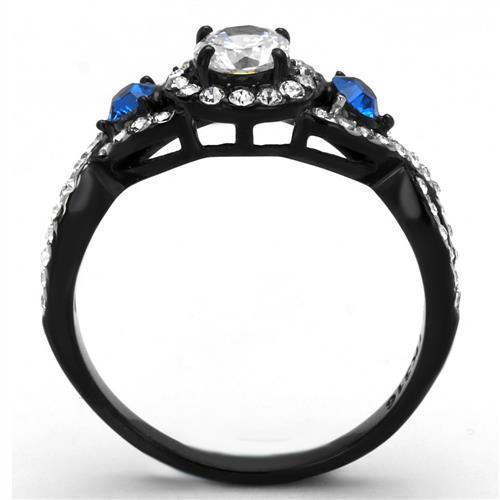 Womens Black Ring Anillo Para Mujer 316L Stainless Steel Ring with AAA Grade CZ in Clear Evangeline - Jewelry Store by Erik Rayo