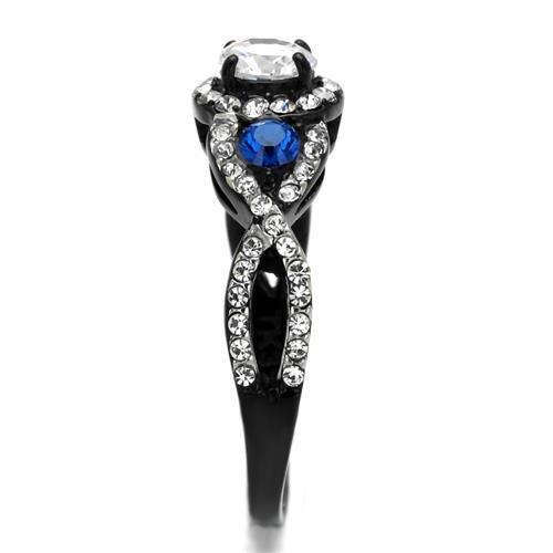 Womens Black Ring Anillo Para Mujer 316L Stainless Steel Ring with AAA Grade CZ in Clear Evangeline - Jewelry Store by Erik Rayo