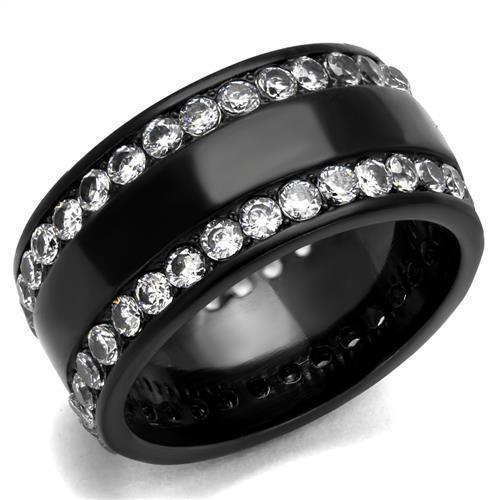 Womens Black Ring Anillo Para Mujer 316L Stainless Steel Ring with AAA Grade CZ in Clear Lillian - Jewelry Store by Erik Rayo