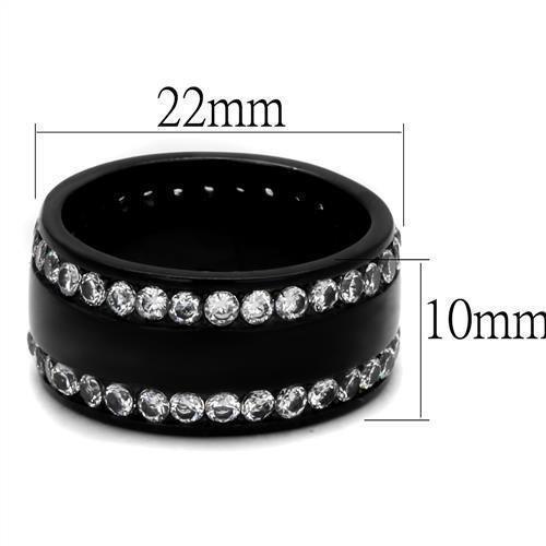 Womens Black Ring Anillo Para Mujer 316L Stainless Steel Ring with AAA Grade CZ in Clear Lillian - Jewelry Store by Erik Rayo